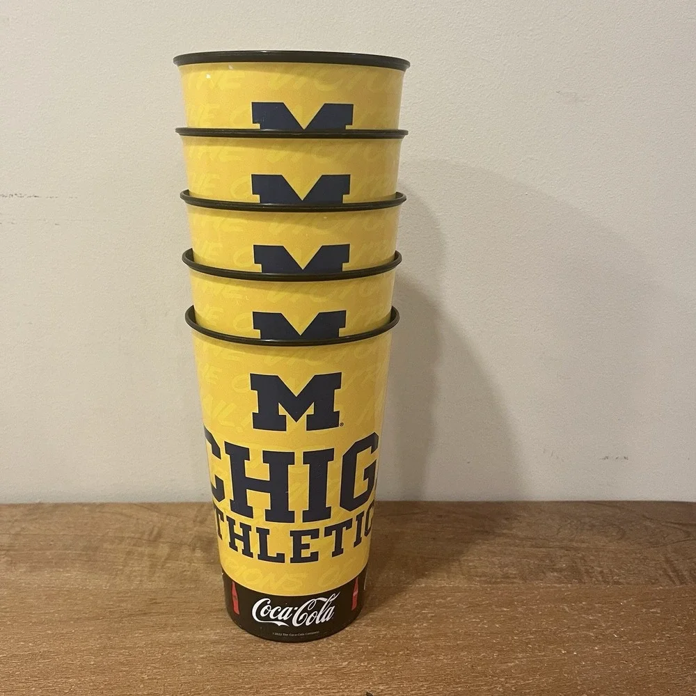 Michigan Wolverines Stadium Cups Set of 5 Coca Cola 2022 Football Athletics